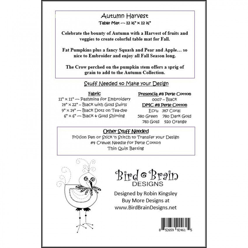 Embroidery Patterns for Harvest and Autumn