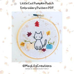 Embroidery Cat With Pumpkins