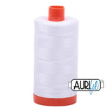 50wt Aurifil White 100% Cotton Mako Thread