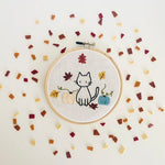 Embroidery Cat With Pumpkins