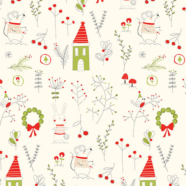 Merry Little Christmas Cream by Sandy Gervais for Riley Blake Designs